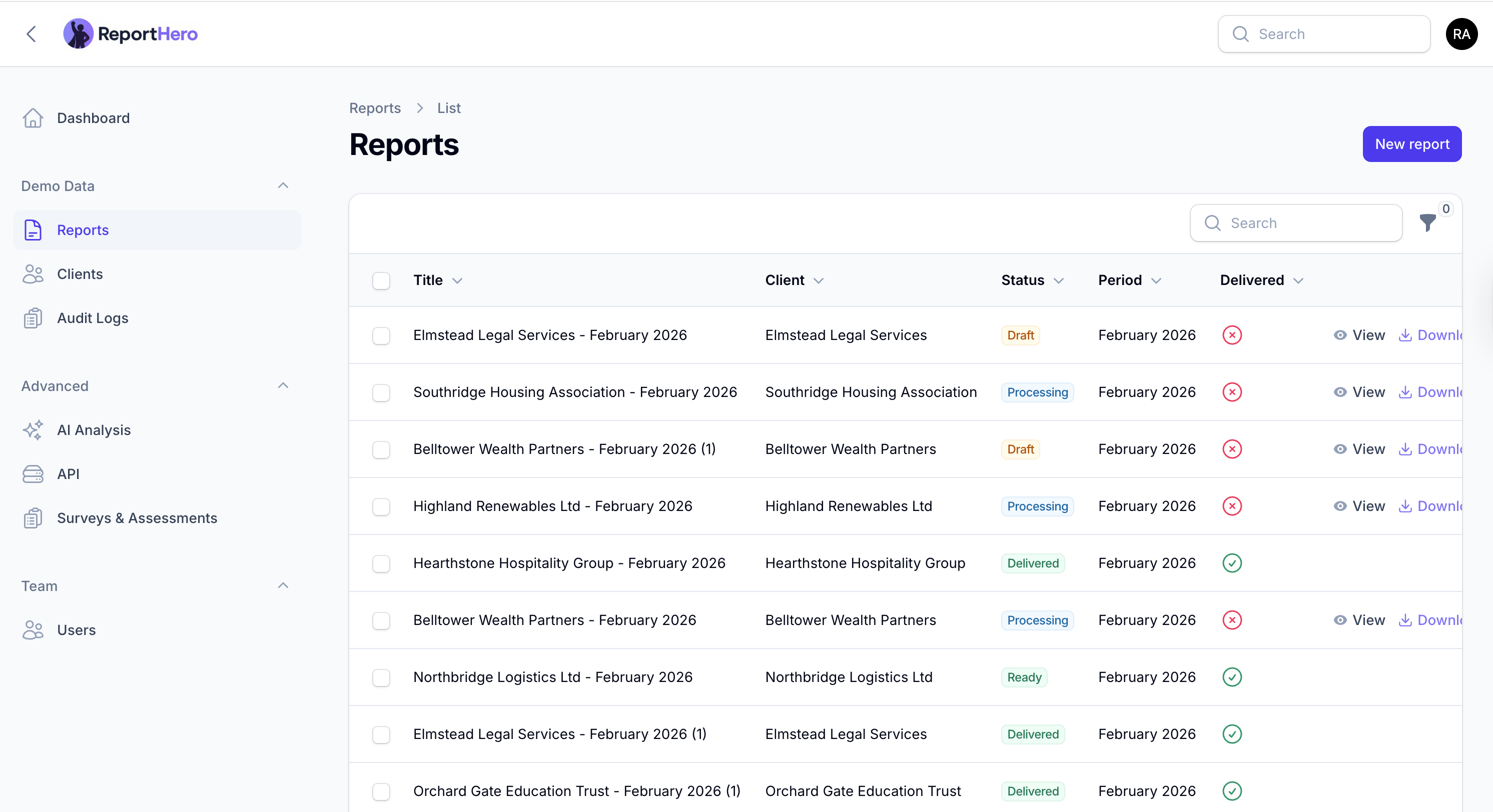 ReportHero screenshot 2